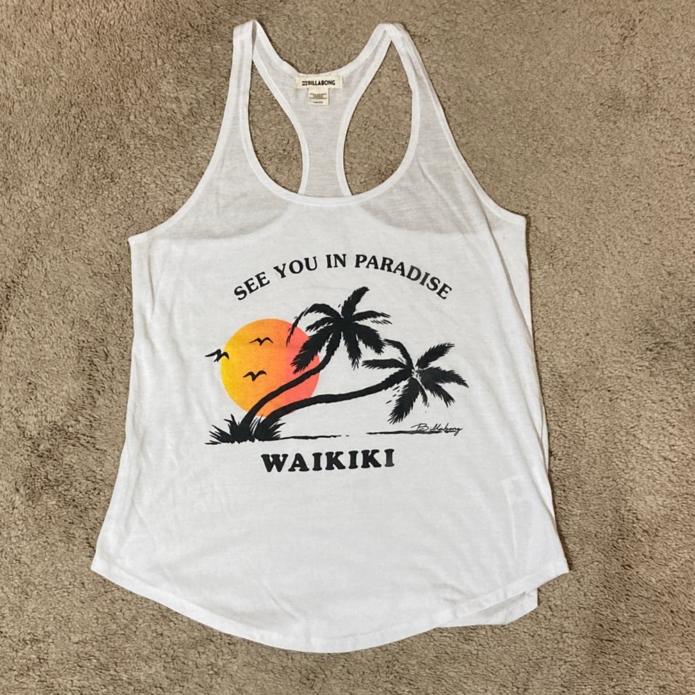 Billabong Waikiki Paradise White Tank Top Size S